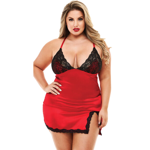 Elegant women’s side cut babydoll dress with a sensual open design and soft fabric for a stylish nightwear option.